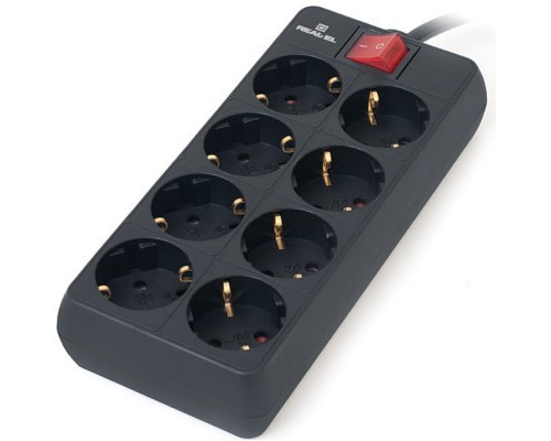 Мережевий фільтр живлення REAL-EL RS-8 Protect 5m, black (EL122300024)