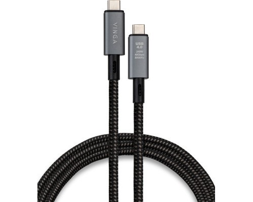 Дата кабель USB-C to USB-C 0.8m USB4 240W 40GBps 8K60Hz Nylon Vinga (VCPDCU4)