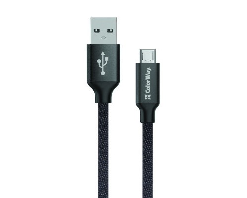 Дата кабель USB 2.0 AM to Micro 5P 1.0m black ColorWay (CW-CBUM002-BK)