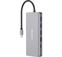 Порт-реплікатор Canyon DS-12, 13 in 1 USB-C hub, 2*HDMI, Gigabit Ethernet, VGA, 3*USB3.0, PD/100W, 3.5mm audio jack (CNS-TDS12)
