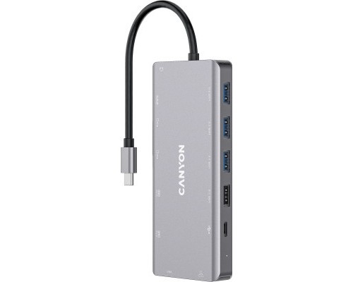 Порт-реплікатор Canyon DS-12, 13 in 1 USB-C hub, 2*HDMI, Gigabit Ethernet, VGA, 3*USB3.0, PD/100W, 3.5mm audio jack (CNS-TDS12)