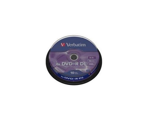 Диск DVD Verbatim 8.5Gb 8x CakeBox 10 шт Matte Silver (43666)