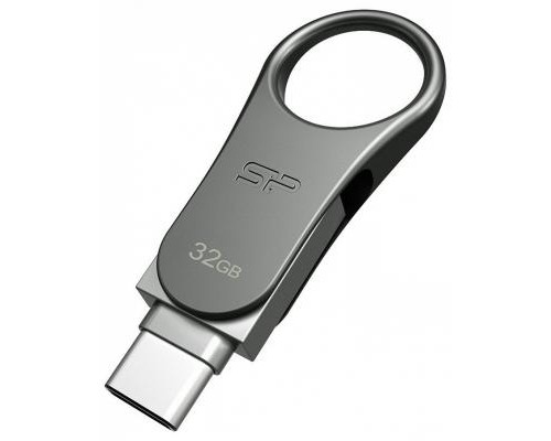 USB флеш накопичувач Silicon Power 32GB Mobile C80 Silver USB 3.2 (SP032GBUC3C80V1S)