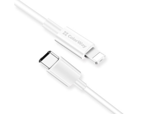 Дата кабель USB-C to Lightning 1.0m 3A white ColorWay (CW-CBPDCL032-WH)