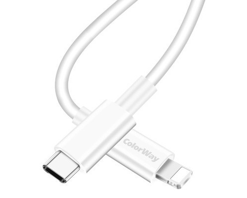 Дата кабель USB-C to Lightning 1.0m 3A white ColorWay (CW-CBPDCL032-WH)