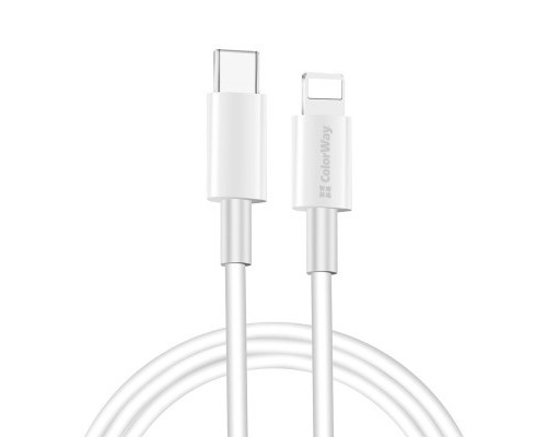 Дата кабель USB-C to Lightning 1.0m 3A white ColorWay (CW-CBPDCL032-WH)
