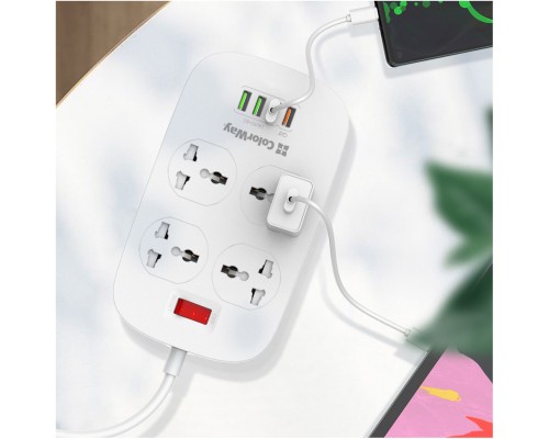 Мережевий фільтр живлення ColorWay 4 розетки/4USB White 1.8м (1QC3.0 + 3 AUTO ID) (CW-CHU44QW)