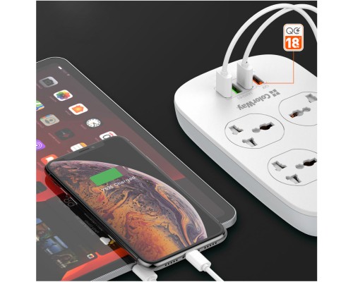 Мережевий фільтр живлення ColorWay 4 розетки/4USB White 1.8м (1QC3.0 + 3 AUTO ID) (CW-CHU44QW)