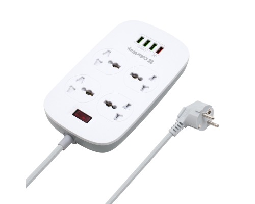 Мережевий фільтр живлення ColorWay 4 розетки/4USB White 1.8м (1QC3.0 + 3 AUTO ID) (CW-CHU44QW)