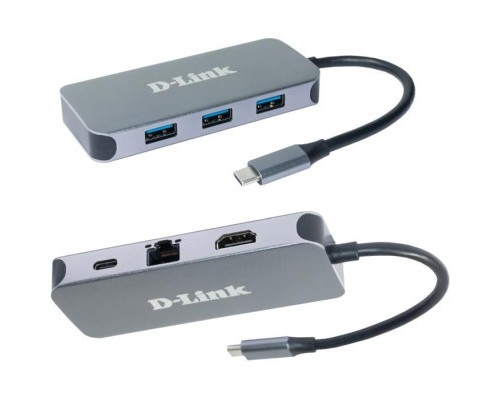 Концентратор D-Link 3xUSB3.0, 1xUSB-C/PD, 1xHDMI 1.4b, 1xGE, USB-C (DUB-2335)