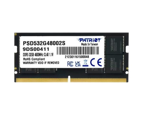 Модуль пам'яті для ноутбука SoDIMM DDR5 32GB 4800 MHz Patriot (PSD532G48002S)