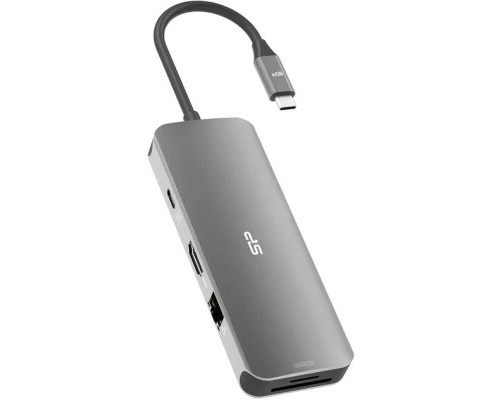 Концентратор Silicon Power USB-C 8-in-1 SR30 Silver Aluminum (SPU3C08DOCSR300G)