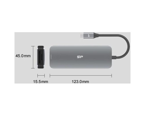 Концентратор Silicon Power USB-C 8-in-1 SR30 Silver Aluminum (SPU3C08DOCSR300G)