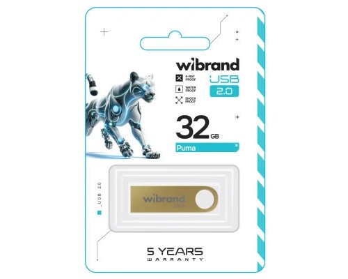 USB флеш накопичувач Wibrand 32GB Puma Gold USB 2.0 (WI2.0/PU32U1G)