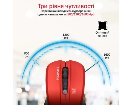 Мишка Promate Contour Wireless Red (contour.red)