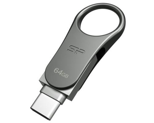 USB флеш накопичувач Silicon Power 64GB Mobile C80 Silver USB 3.2 (SP064GBUC3C80V1S)