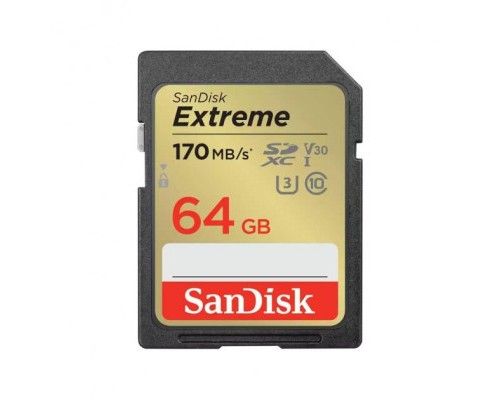 Карта пам'яті SanDisk 64GB SD class 10 UHS-I U3 V30 Extreme (SDSDXV2-064G-GNCIN)