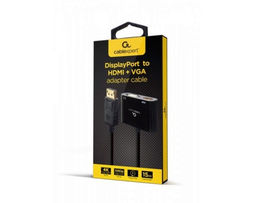 Перехідник Cablexpert DisplayPort to HDMI/VGA (A-DPM-HDMIFVGAF-01)