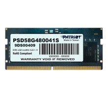 Модуль пам'яті для ноутбука SoDIMM DDR5 8GB 4800 MHz Patriot (PSD58G480041S)