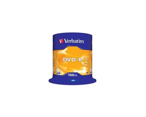 Диск DVD Verbatim 4.7Gb 16X CakeBox 100шт (43549)
