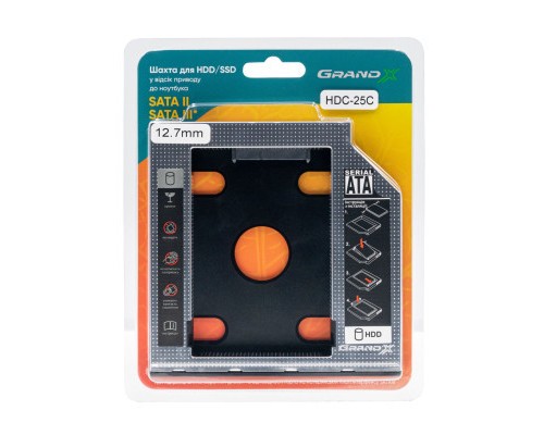 Фрейм-перехідник Grand-X HDD 2,5'' SATA2/SATA3 (HDC-25С)