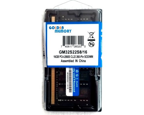 Модуль пам'яті для ноутбука SoDIMM DDR4 16GB 3200 MHz Golden Memory (GM32S22S8/16)