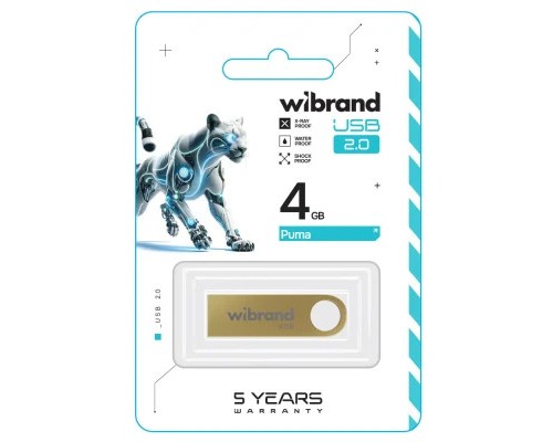 USB флеш накопичувач Wibrand 4GB Puma Gold USB 2.0 (WI2.0/PU4U1G)