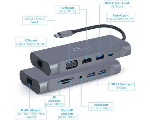 Концентратор Cablexpert USB-C 7-in-1 (A-CM-COMBO7-01)