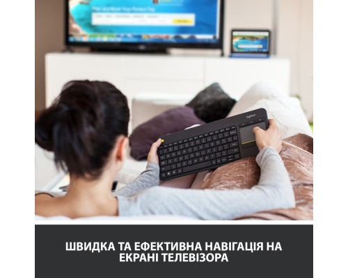 Клавіатура Logitech K400 Plus Touch Wireless UA Black (920-007145)