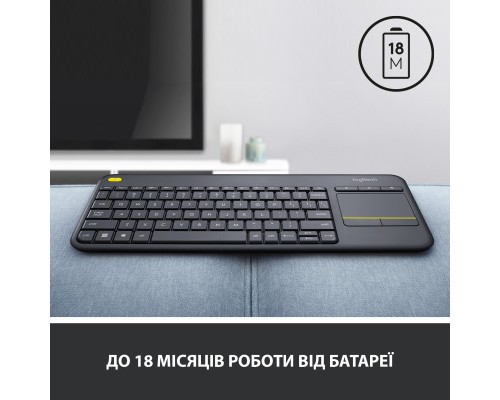 Клавіатура Logitech K400 Plus Touch Wireless UA Black (920-007145)