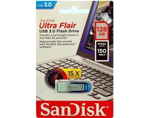 USB флеш накопичувач SanDisk 128GB Ultra Flair Blue USB 3.0 (SDCZ73-128G-G46B)