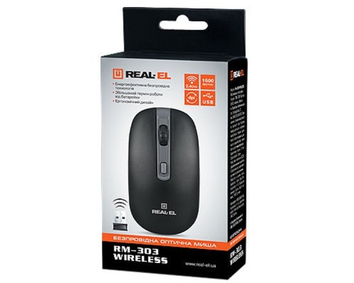 Мишка REAL-EL RM-303 black-grey