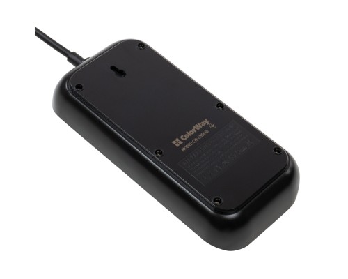 Мережевий фільтр живлення ColorWay CW-CHE64B, 6 розеток/4USB Black (CW-CHE64B)
