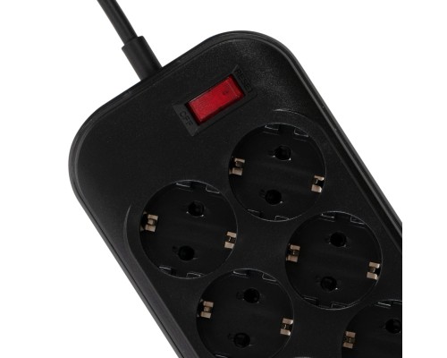 Мережевий фільтр живлення ColorWay CW-CHE64B, 6 розеток/4USB Black (CW-CHE64B)