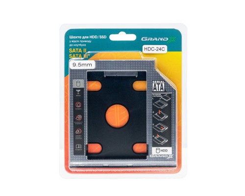 Фрейм-перехідник Grand-X HDD 2,5'' SATA2/SATA3 Slim 9,5mm (HDC-24С)
