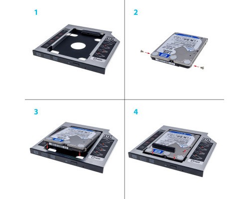 Фрейм-перехідник Grand-X HDD 2,5'' SATA2/SATA3 Slim 9,5mm (HDC-24С)