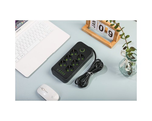 Мережевий фільтр живлення XoKo XК-SP6-4-1-BK