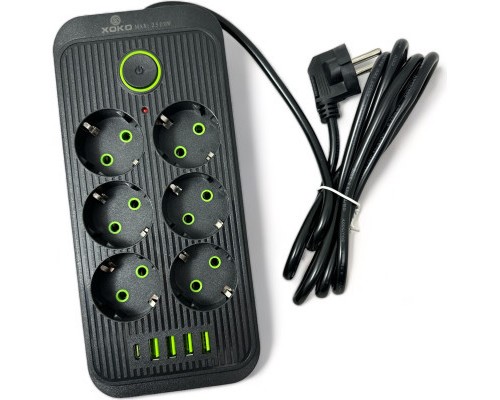 Мережевий фільтр живлення XoKo XК-SP6-4-1-BK