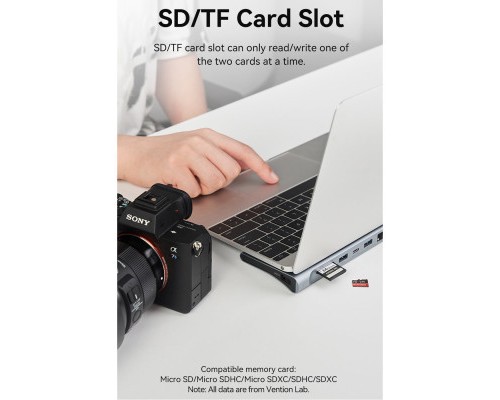 Концентратор Vention USB3.1 Type-C to DP/HDMI/VGA/USB-C/USB3.0x3/RJ45/SD/TF/TRRS 3.5mm/PD 100W 12in1 (THSHC)