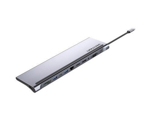 Концентратор Vention USB3.1 Type-C to DP/HDMI/VGA/USB-C/USB3.0x3/RJ45/SD/TF/TRRS 3.5mm/PD 100W 12in1 (THSHC)