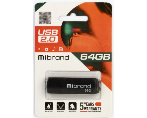 USB флеш накопичувач Mibrand 64GB Mink Black USB 2.0 (MI2.0/MI64P4B)