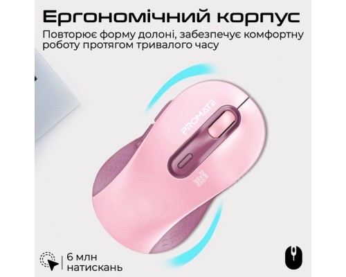 Мишка Promate Ken Wireless/Bluetooth Pink (ken.pink)