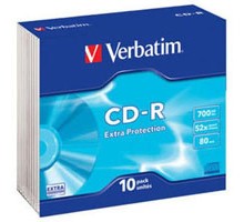 Диск CD Verbatim CD-R 700Mb 52x Slim case 10шт Extra (43415)
