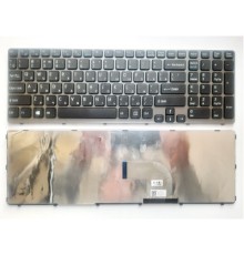 Клавіатура ноутбука Sony SVE15 (E15 Series) черная с серой рамкой UA (A43539)