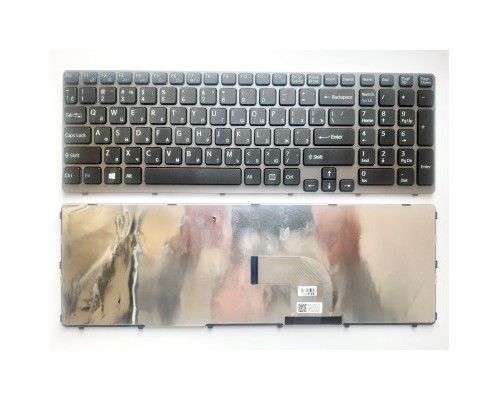 Клавіатура ноутбука Sony SVE15 (E15 Series) черная с серой рамкой UA (A43539)