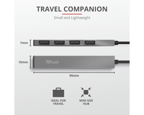 Концентратор Trust Halyx Aluminium 4-Port Mini USB Hub (23786_TRUST)