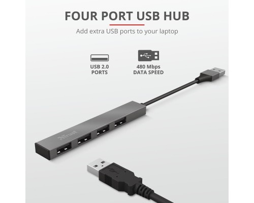 Концентратор Trust Halyx Aluminium 4-Port Mini USB Hub (23786_TRUST)