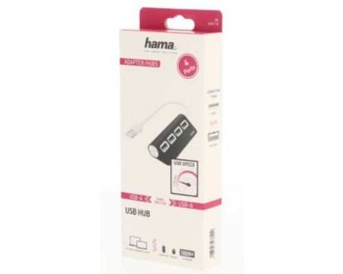 Концентратор Hama 4 Ports USB 2.0 Black/White (00200119)