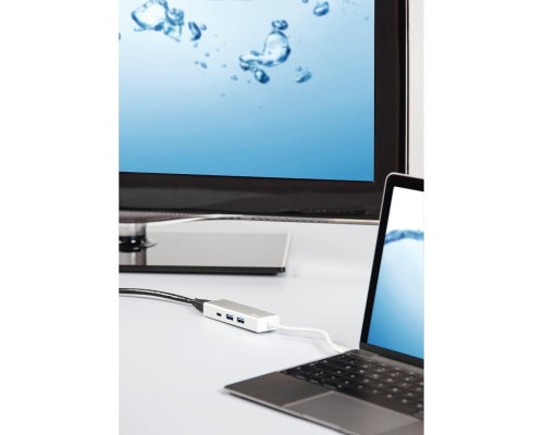 Концентратор Hama USB-C to 2x USB-A, USB-C, HDMI Aluminium Silver (00135756)