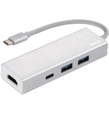 Концентратор Hama USB-C to 2x USB-A, USB-C, HDMI Aluminium Silver (00135756)